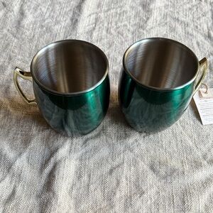 Twine Stainless Steel Green Moscow Mule Mugs Set